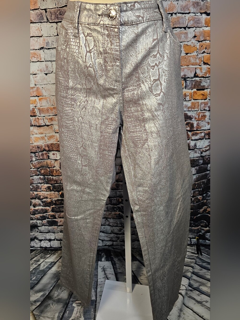 Vintage Peter Nygard Metallic Snake Print Glam Pants Women’s Size 12